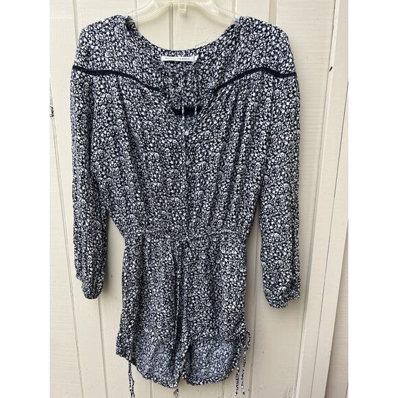 Anthropologie Faithful the Brand romper Sz Small Long Sleeve Navy Blue - Picture 5 of 6